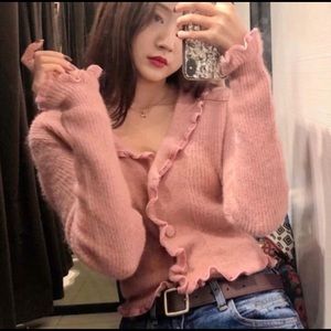 Cute pastel pink sweater cardigan